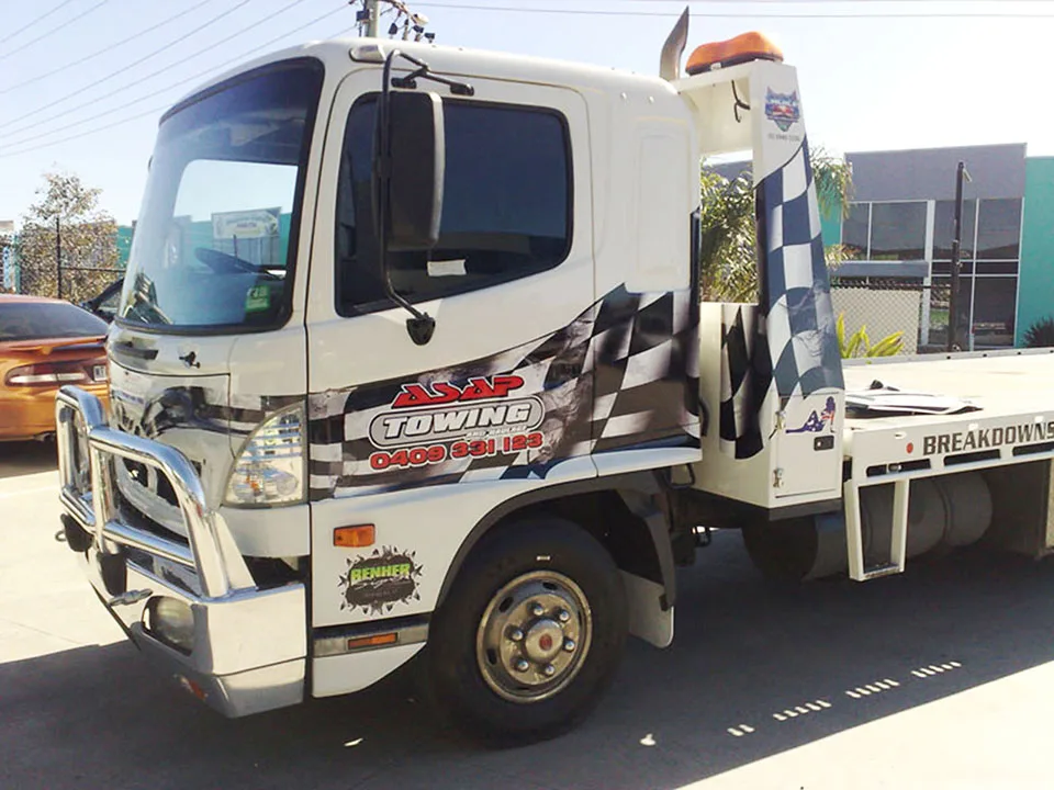 asap-towing-truck-side Professional Trade Vehicle Signage | BENHER Melbourne - BENHER
