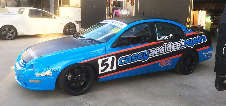 casey-accident-repairs-race-car High-Quality Car & Boat Wraps | BENHER Signage Melbourne - BENHER