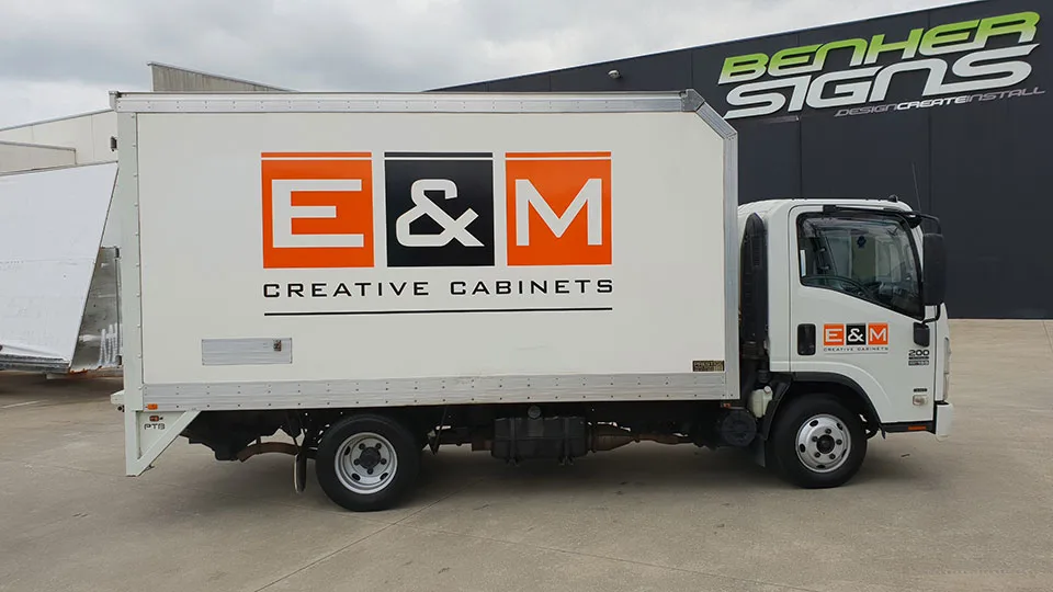 e-and-m-truck Professional Trade Vehicle Signage | BENHER Melbourne - BENHER