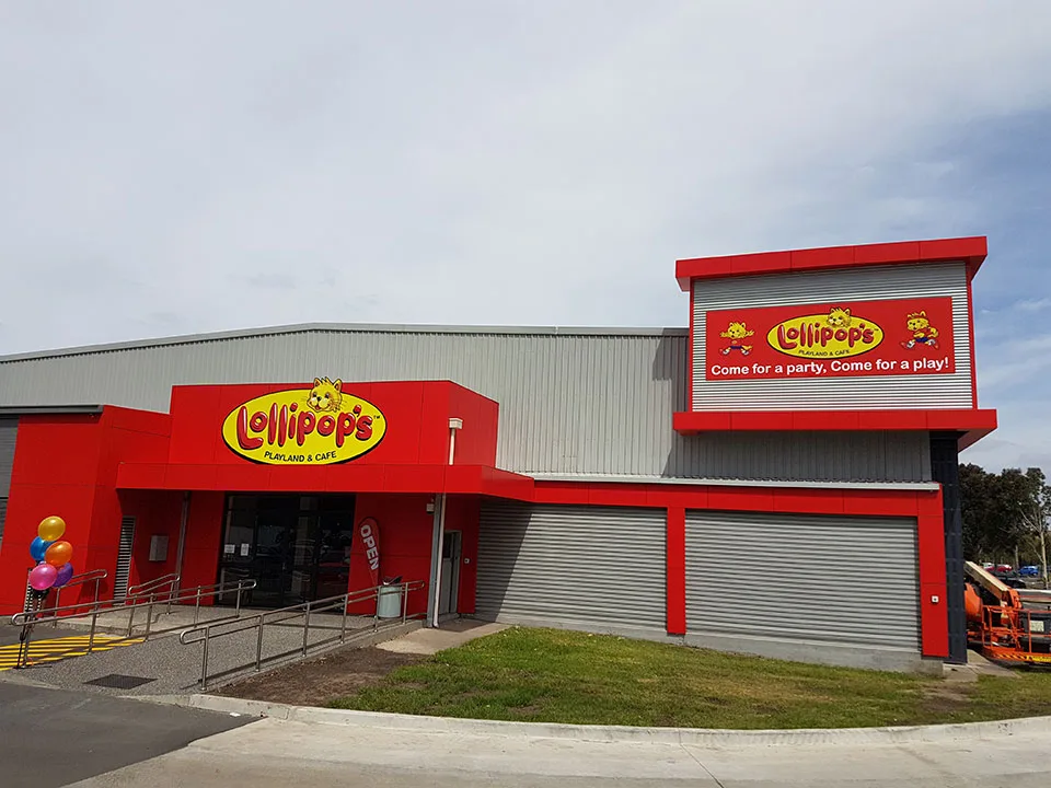 Lollipops Playland and Cafe factory signage by BENHER