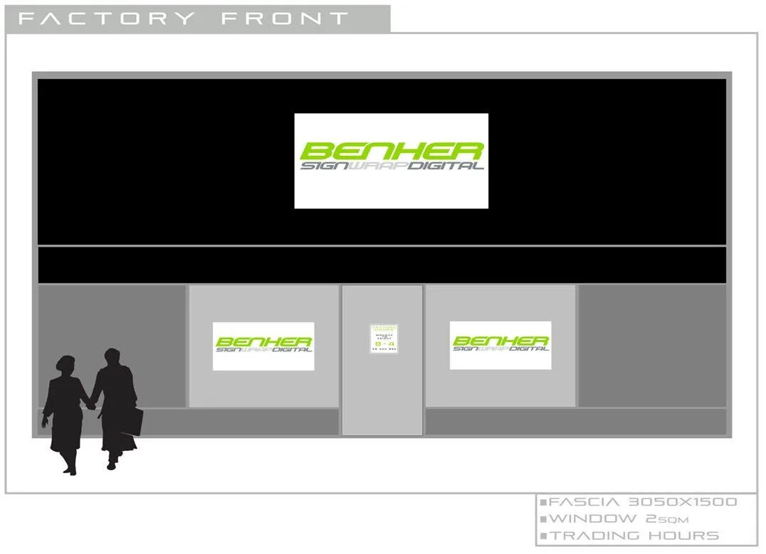 Silver package deal factory front signage concept render